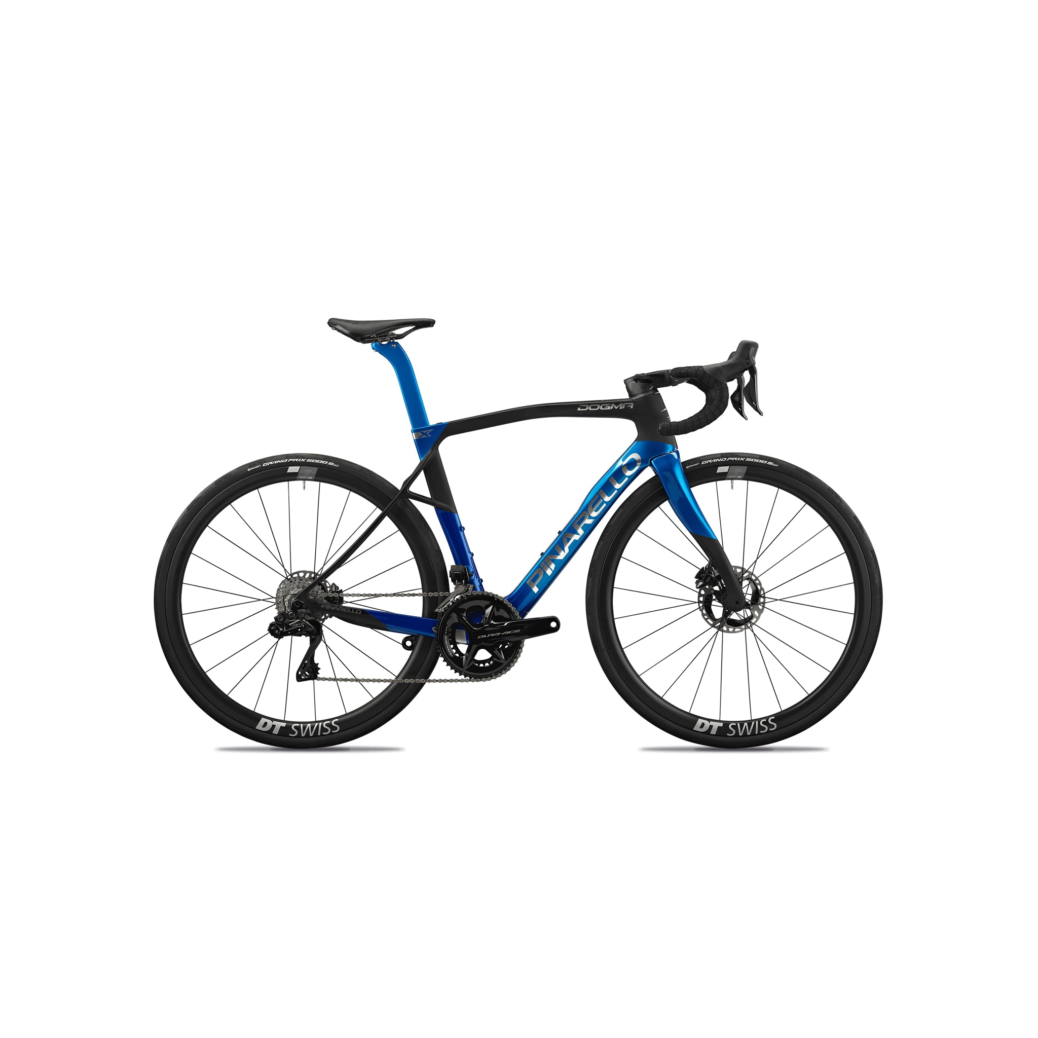 Detailed side profile of the Pinarello Dogma X frame kit at bicycle. Richmond, highlighting the fully integrated TiCR internal cabling and generous clearance for high-volume road tyres on Pinarello’s premier endurance platform.