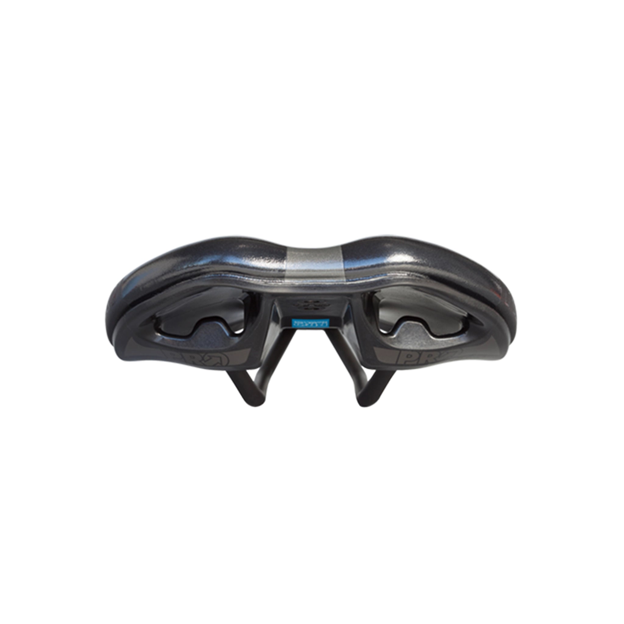 Rear detail of the PRO Turnix Gel saddle at bicycle. Richmond, highlighting the stainless-steel rails and comfort-focused design in 142mm and 152mm widths.