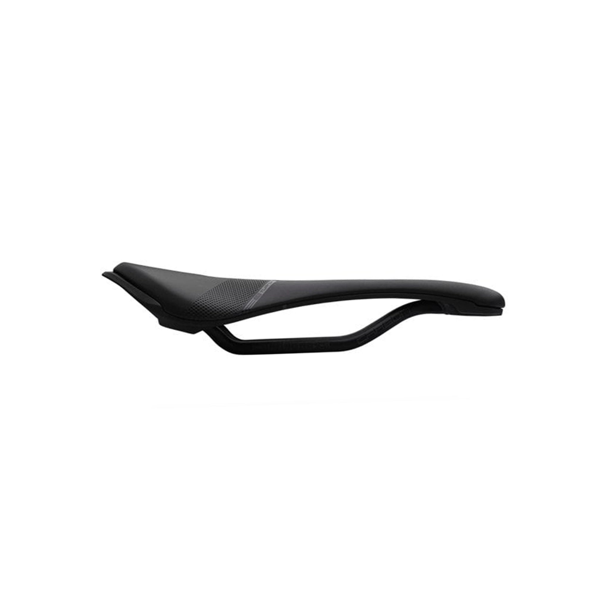 Side profile of the PRO Turnix Team carbon saddle at bicycle. Richmond, London, featuring lightweight EVA padding and a balanced pressure distribution design.