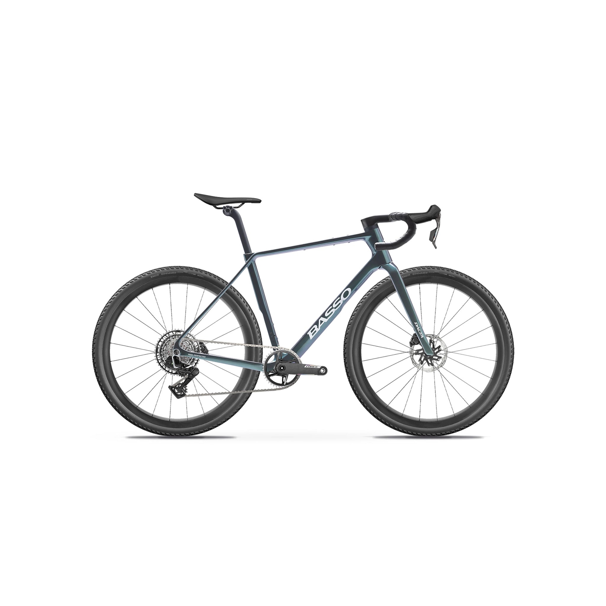 Side view of the Basso Palta III in the iridescent Galaxy colourway at bicycle. London, showcasing the hand-painted Italian frame with integrated 3B Gen 2 seatpost technology for maximised comfort on technical gravel trails.