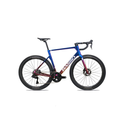 Side view of the Basso Diamante SV in the iridescent Galaxy finish at bicycle. London, showcasing the integrated aero cockpit and 3B Gen 2 vibration-dampening system for maximised speed and comfort on technical descents.