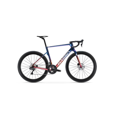 Side view of the Basso Diamante SV at bicycle. London, showcasing the specialist Open Flow aero fork design and fully integrated internal cabling for optimised aerodynamic efficiency.