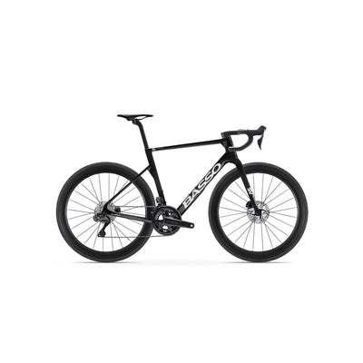 Detailed side profile of the Basso Diamante SV specialist build at bicycle. Richmond, highlighting the ultra-stiff 3K Torayca carbon construction and signature Super Veloce geometry for maximised power transfer.