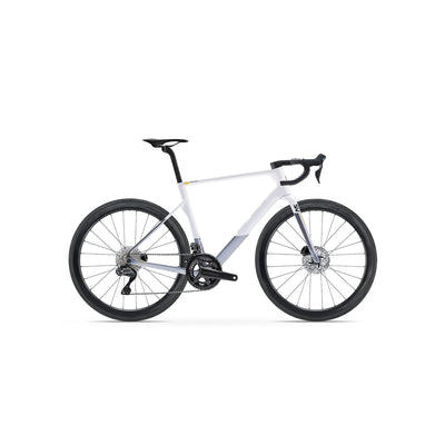Full side-on profile of the Basso Diamante SV specialist aero road bike at bicycle. Richmond, London, featuring a hand-built Italian carbon fibre frameset and Shimano Ultegra Di2 electronic groupset for elite racing performance.