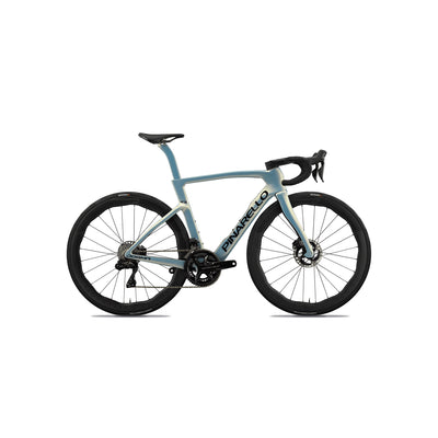 Side-on view of the Pinarello Dogma F bottom bracket area at bicycle. Richmond, London, showcasing the ultra-stiff T1100 1K carbon layup engineered for elite power transfer and responsiveness.