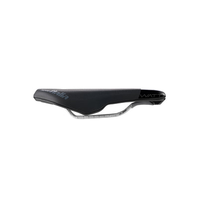 Side profile of the Selle Italia Watt Ti316 Gel Superflow triathlon saddle at bicycle. Richmond, London, created with pure efficiency in mind for specialist tri performance.